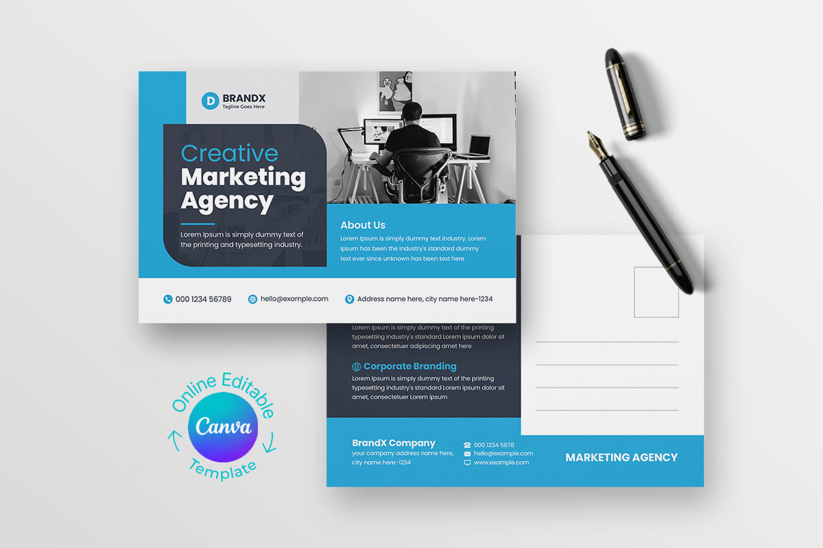 Canva Corporate Postcard Template