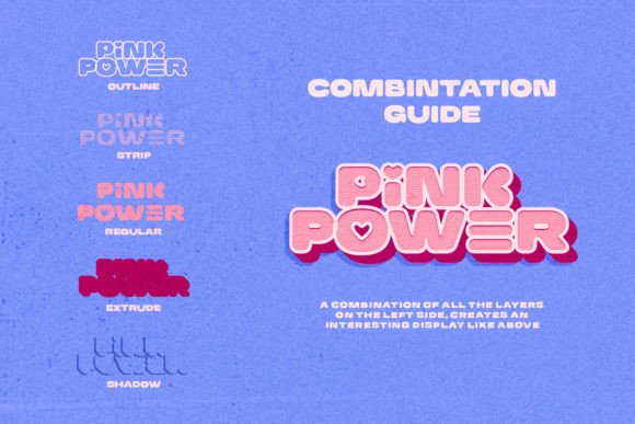 Pink Power Font PNG with transparent background - Preview 1
