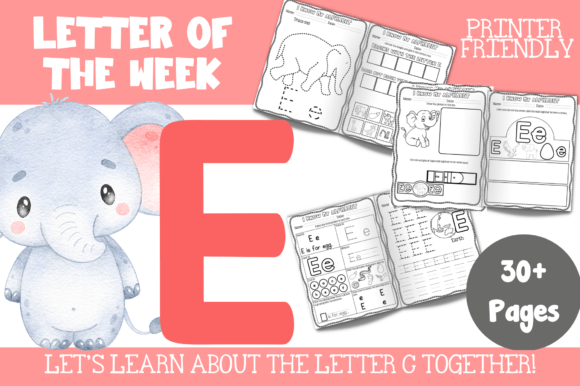 Pre-K Letter E Themed Activity Workbook