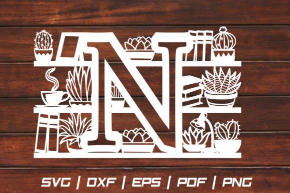 Cactus SVG Succulent N Letter Paper Cut Graphic by johanruartist  Creative  Fabrica