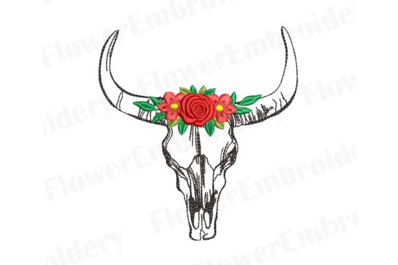 Cow Skull in Flowers