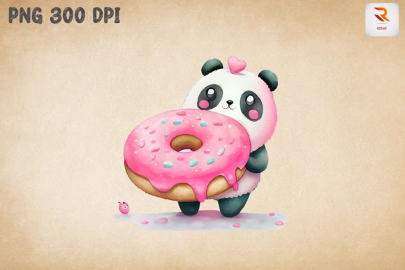 Cute Panda Loves Donut Clipart 3 Graphic by Ricco Art · Creative Fabrica