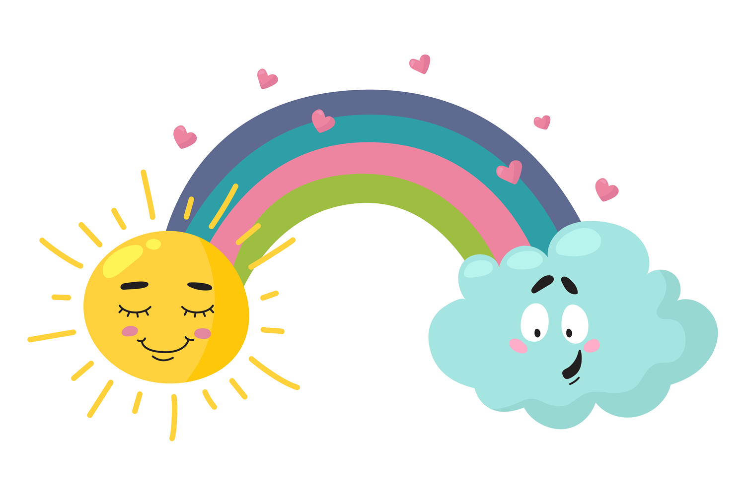 Cute Weather Characters. Happy Face Sun Graphic by ladadikart ...
