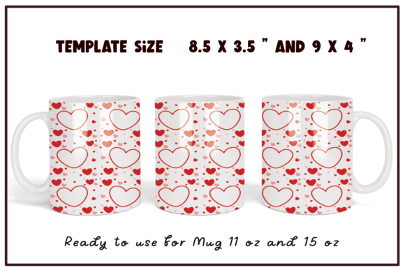 Hearts Valentine Day Coffee Mug Wrap Graphics