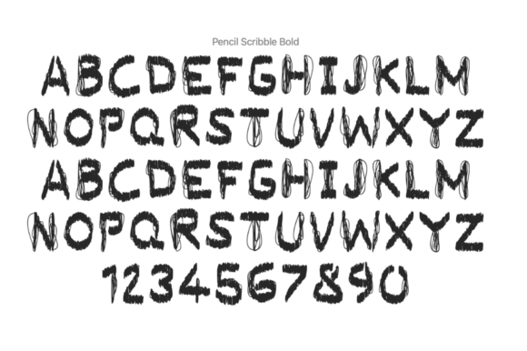 Pencil Scribble Bold Font PNG with transparent background - Preview 1