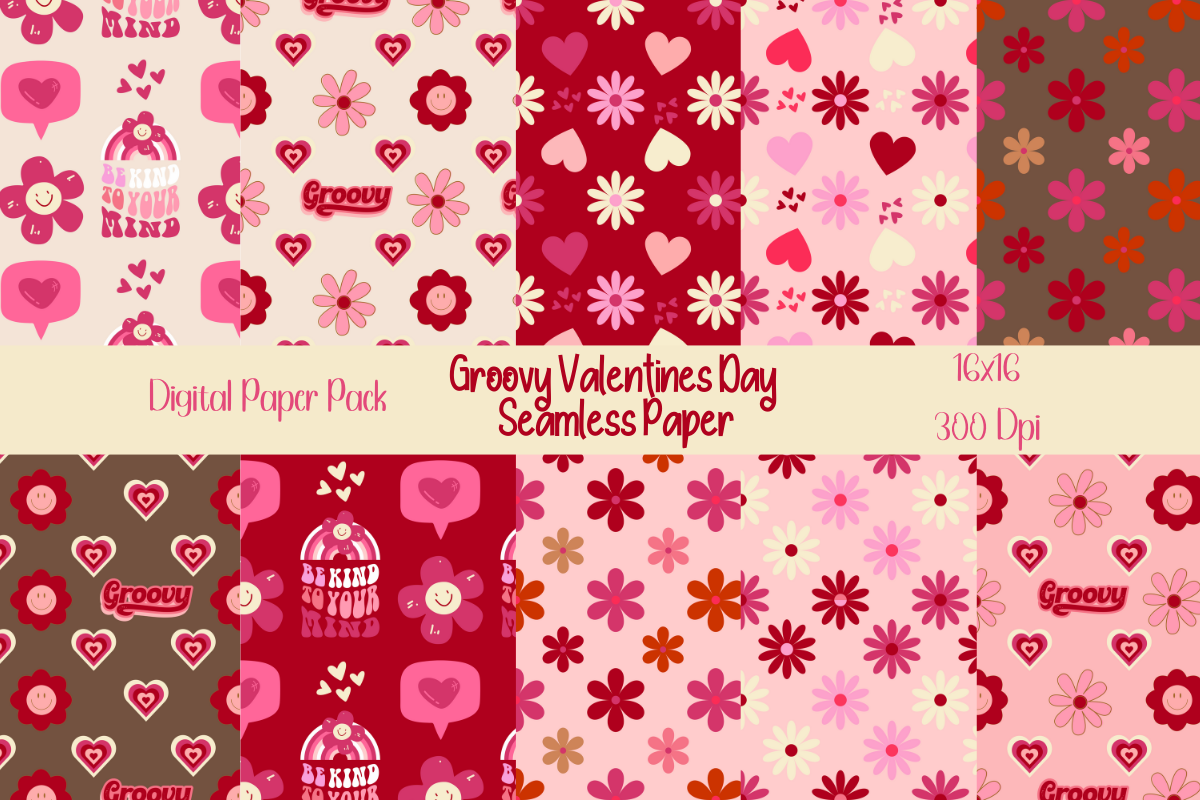 Groovy Valentines Day Seamless Paper Graphic by Prettyreadyinteriors ...