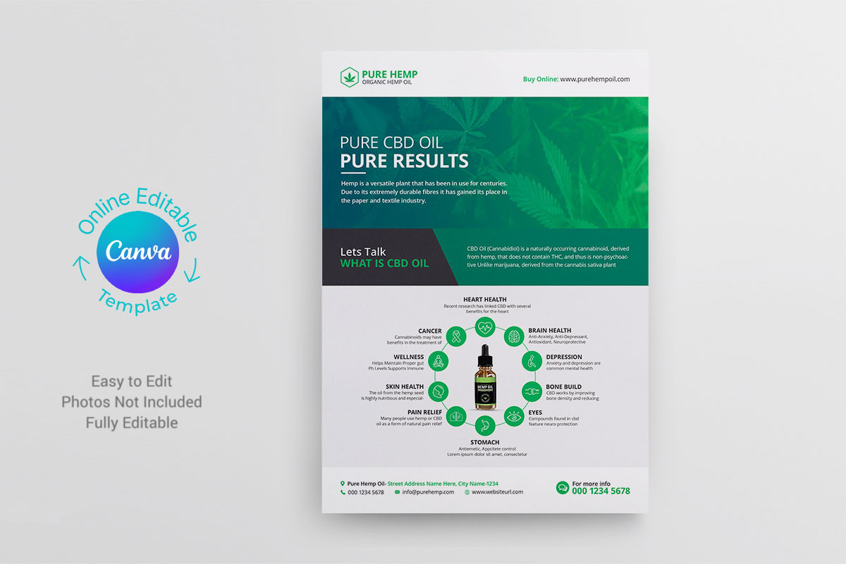 Hemp Product Flyer Design Canva Template