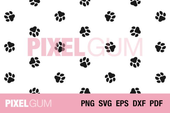 Seamless Dog Cat Paw Print Pattern SVG