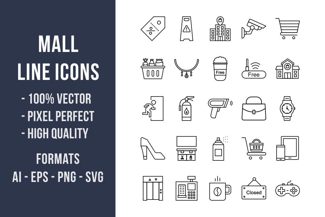 50 Mall Line Icons Graphic by Muhammad Ali · Creative Fabrica