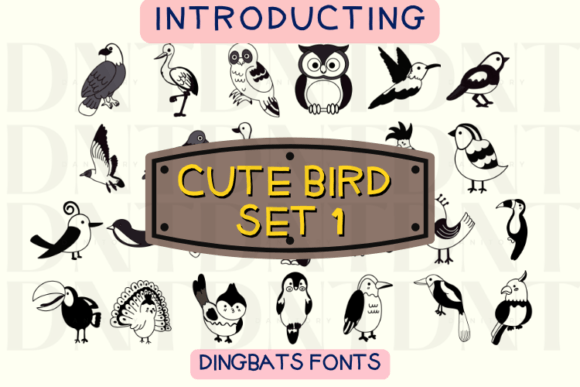 Cute Bird Set One Dingbats Font By danita.kukkai