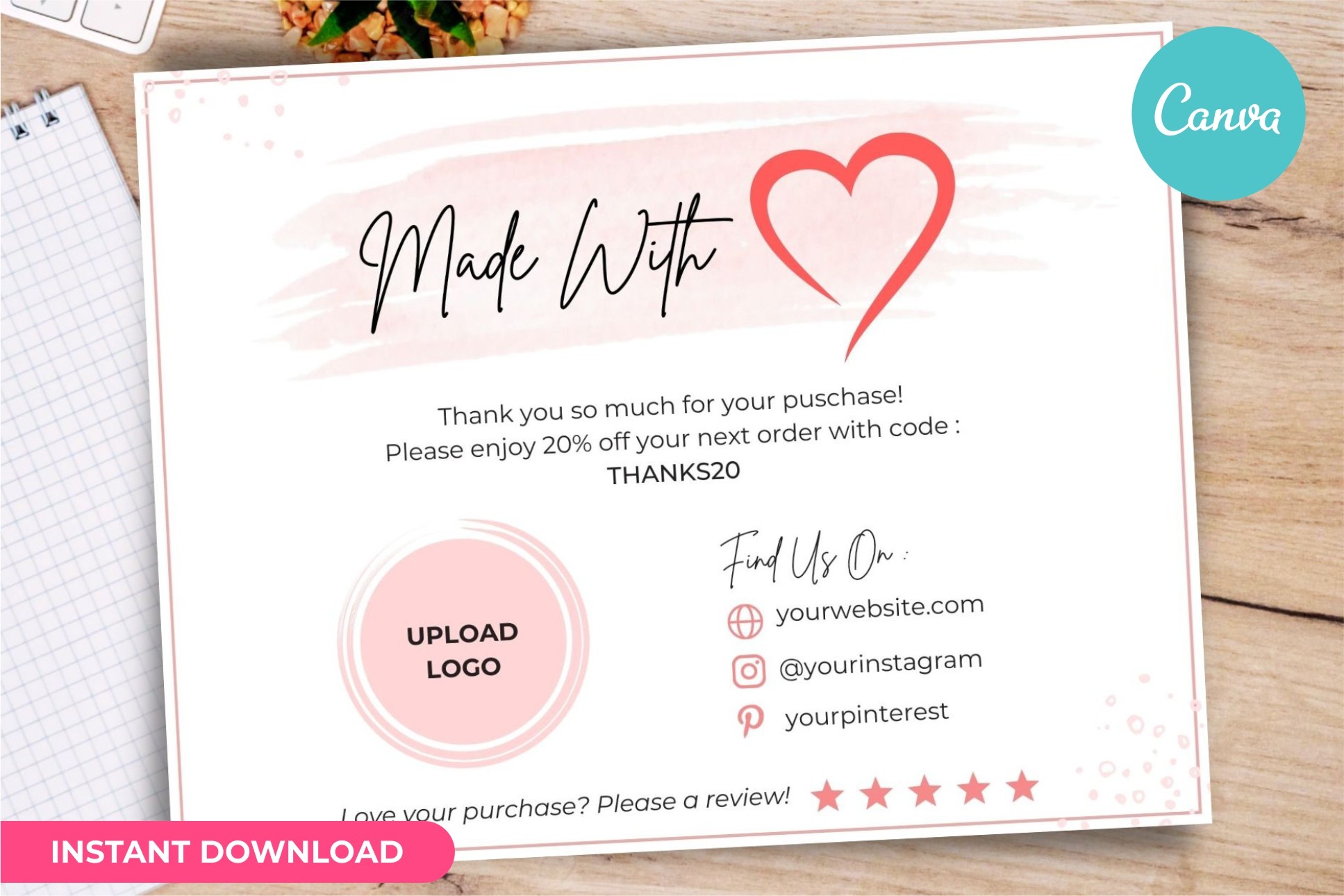 Thank You Card Business Template Canva