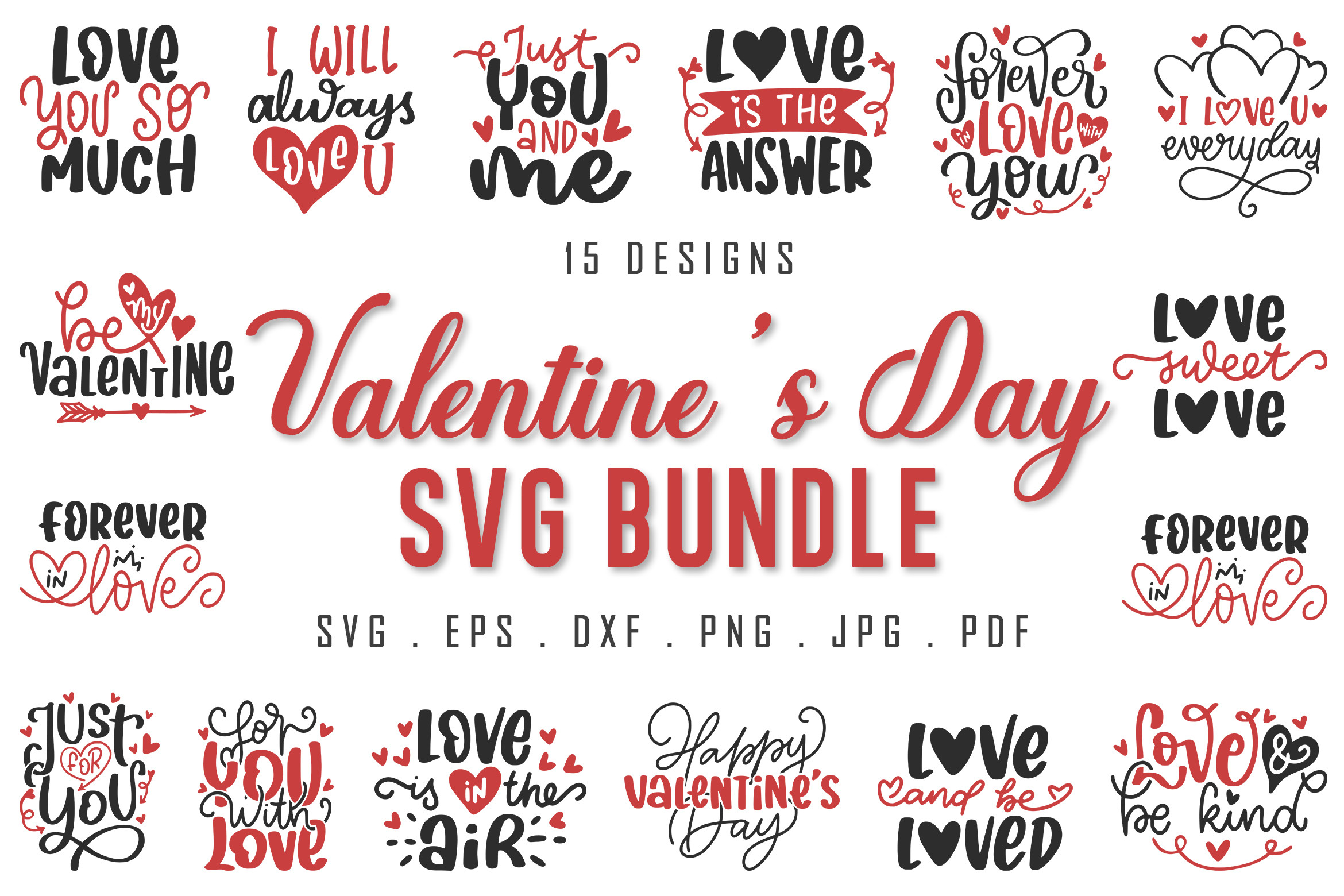 Valentine's Day Quotes SVG Bundle Graphic by dapiyupi · Creative Fabrica