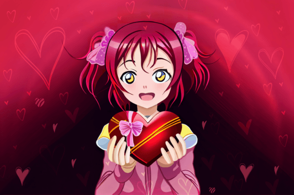Anime Character Presents Heart Gift Grafika Ilustracje do Druku Przez xhafergashi