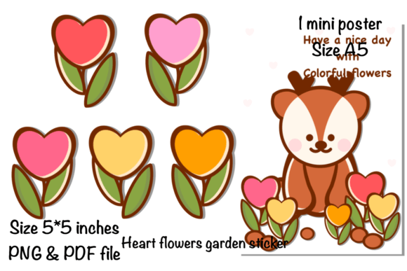 Heart Flowers Garden Sticker & Poster