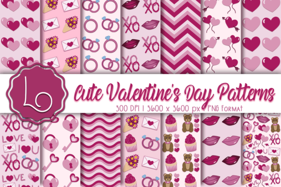 Cute Valentine's Day Patterns Graphic by La Oliveira · Creative Fabrica