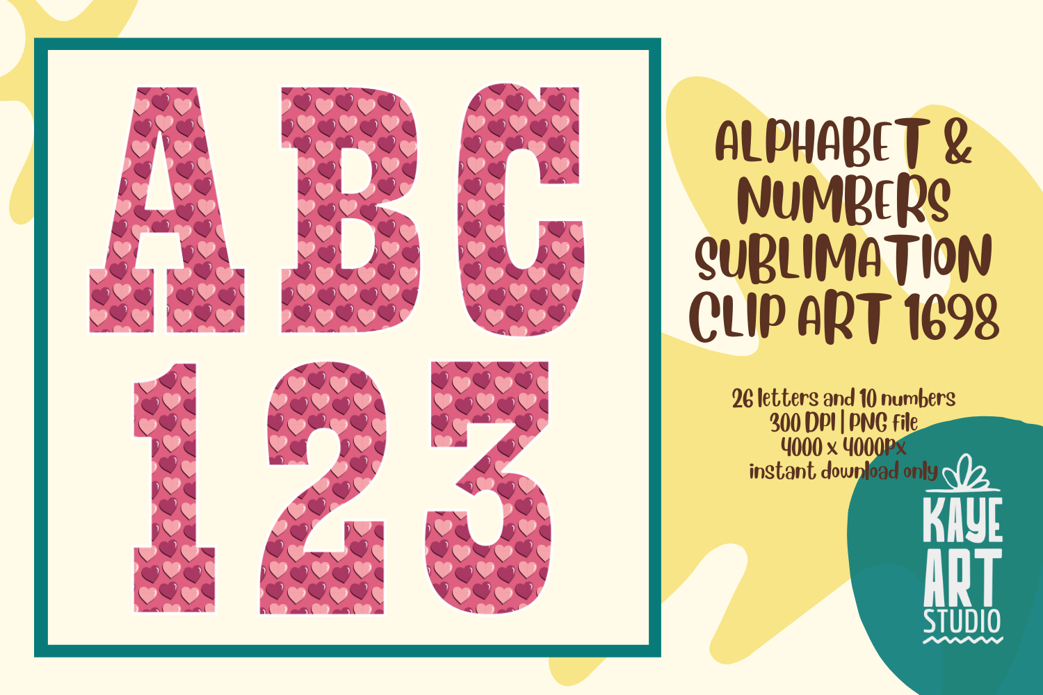 Heart Pattern Alphabet Sublimation Graphic by kayeartstudio · Creative ...