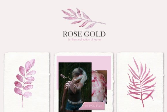 Rose Glitter Tropical Leaves PNG