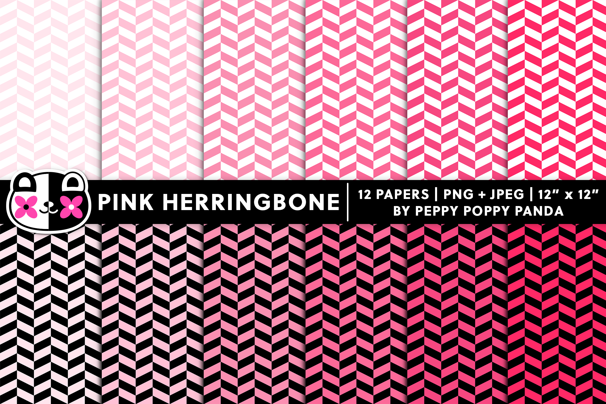 Seamless Pink Herringbone Digital Paper Graphic by Peppy Poppy Panda ...