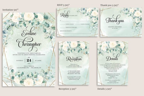 Eucalyptus Wedding Invitation Suite PSD
