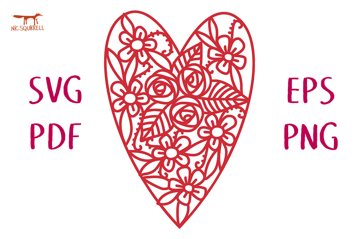 Filigree Floral Heart SVG Cut File Graphic by Nic Squirrell · Creative ...