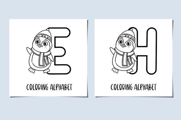 Penguin Coloring Font PNG with transparent background - Preview 1