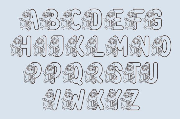 Penguin Coloring Font PNG with transparent background - Preview 2