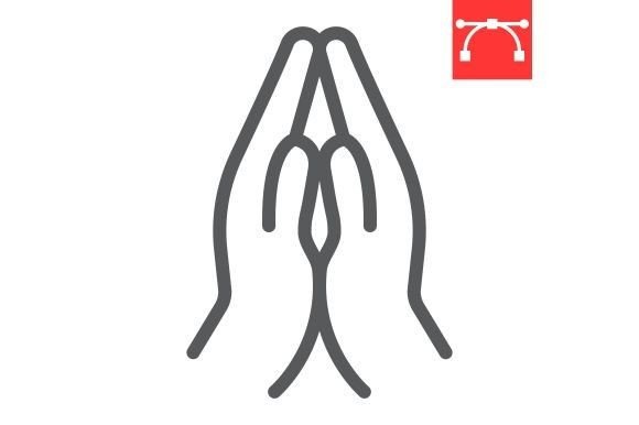 Praying Hands Line Icon