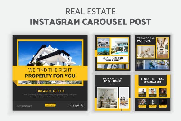 Preview of Set of Real Estate Social Media Carousel real estate social media template