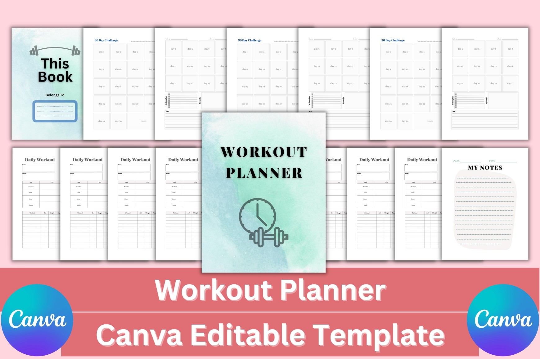 Workout Planner Canva Template KDP Graphic by designmela01 · Creative ...