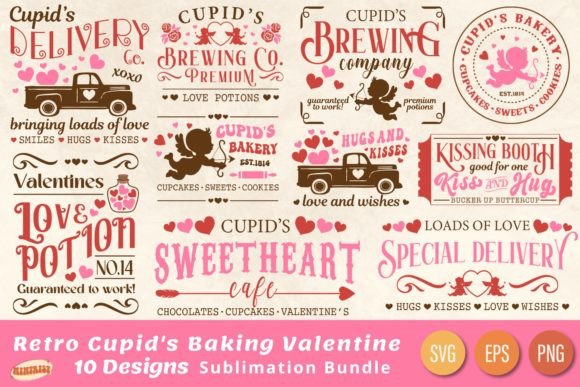 Cupid's Baking Valentine Svg Bundle - SVG and PNG