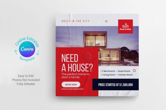 Preview of Real Estate Post Banner Canva Template real estate social media template