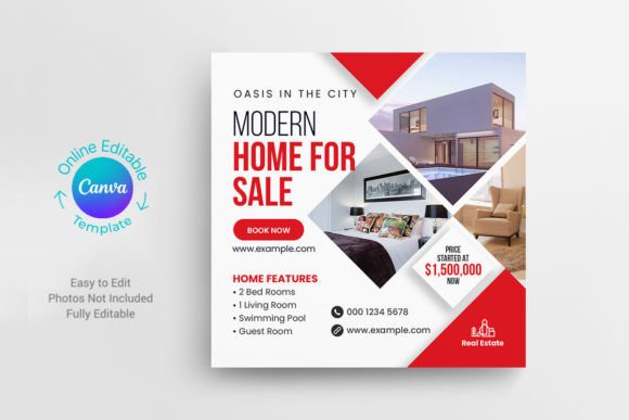 Preview of Real Estate Social Post Canva Template real estate social media template