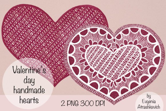 Valentine Day Handmade Heart Clipart Set