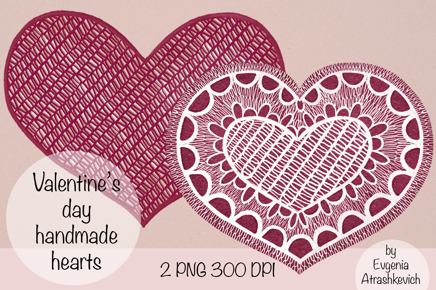 Valentine Day Handmade Heart Clipart Set