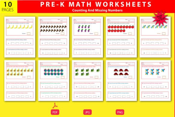 Counting and Missing Numbers Worksheets cover