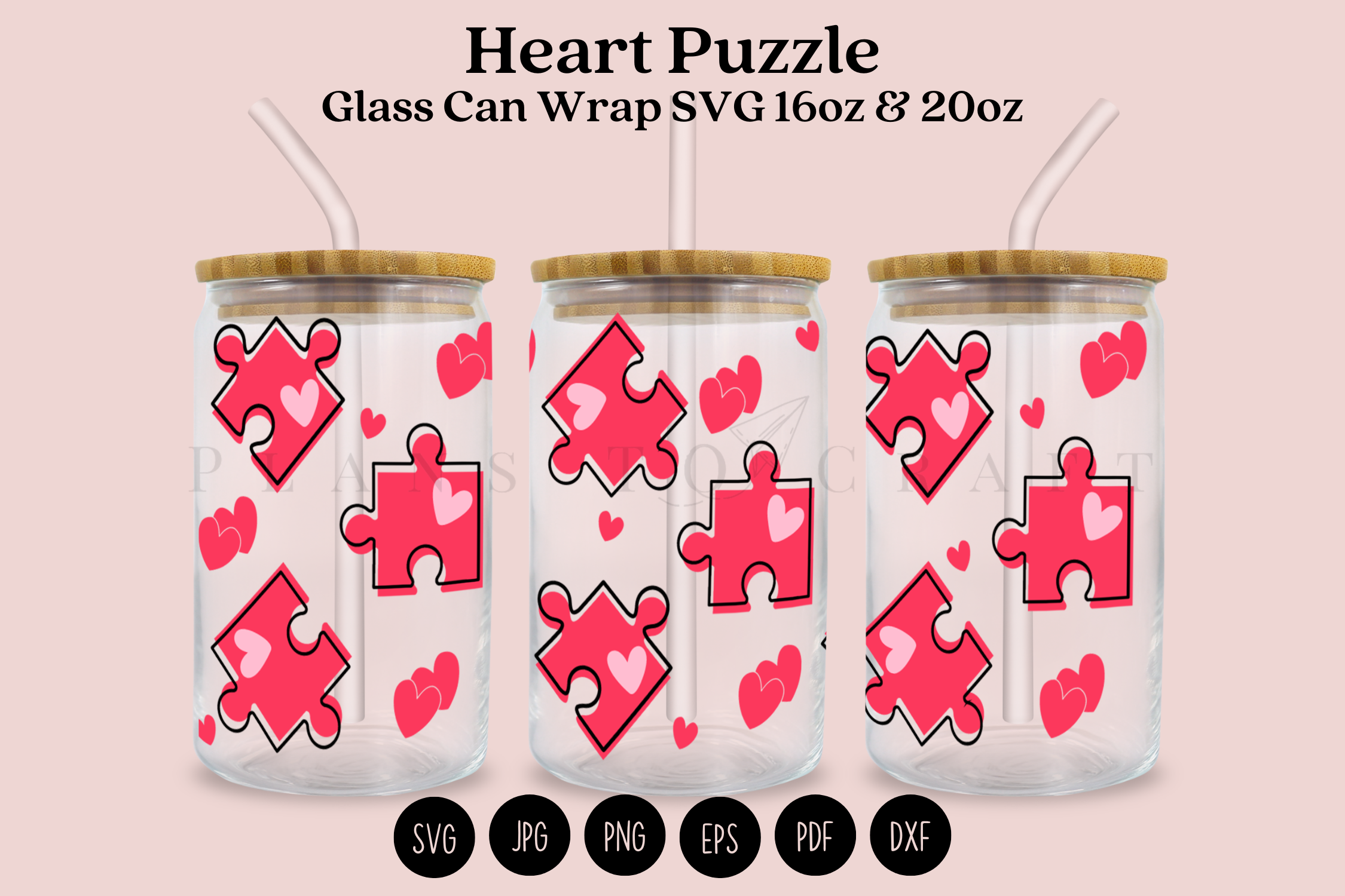 Heart Puzzle Libbey Glass Can Wrap SVG Graphic by planstocraft ...