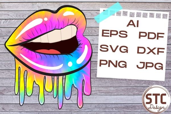 Sexy Dripping Lips Tie Dye Sublimation Graphic by num-STC · Creative ...