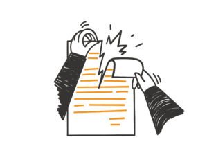 Doodle tearing contract paper sheet
