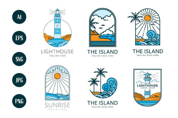 Tropical Beach Logo Collection