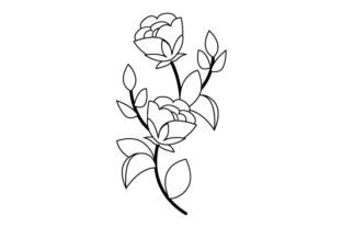 Retro Spring - Rose, Line Art SVG Cut file by Creative Fabrica Crafts ...