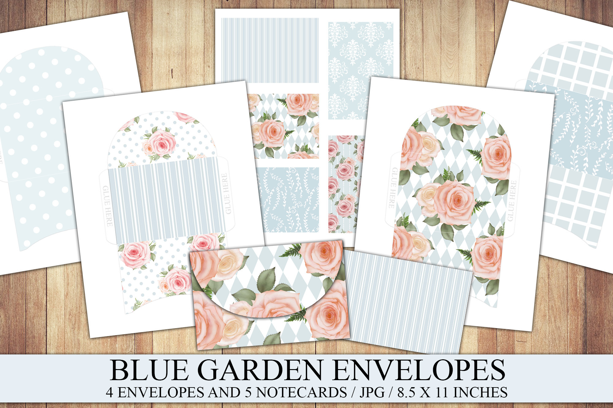 Blue Garden Envelopes and Journal Cards