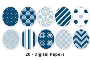 Blue Gray Digital Paper Patterns Graphic by Lemon Paper Lab · Creative ...