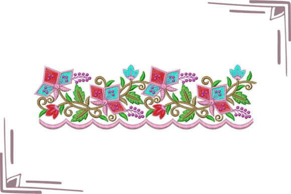 Colorful Flower & Leaf Border