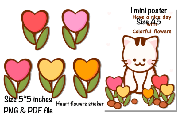 Heart Flowers Sticker & Mini Poster