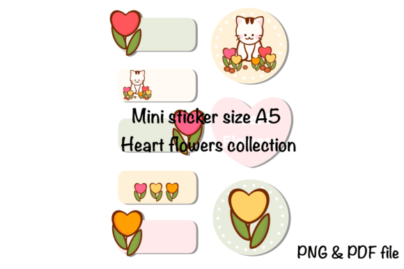 Mini Sticker Heart Flowers