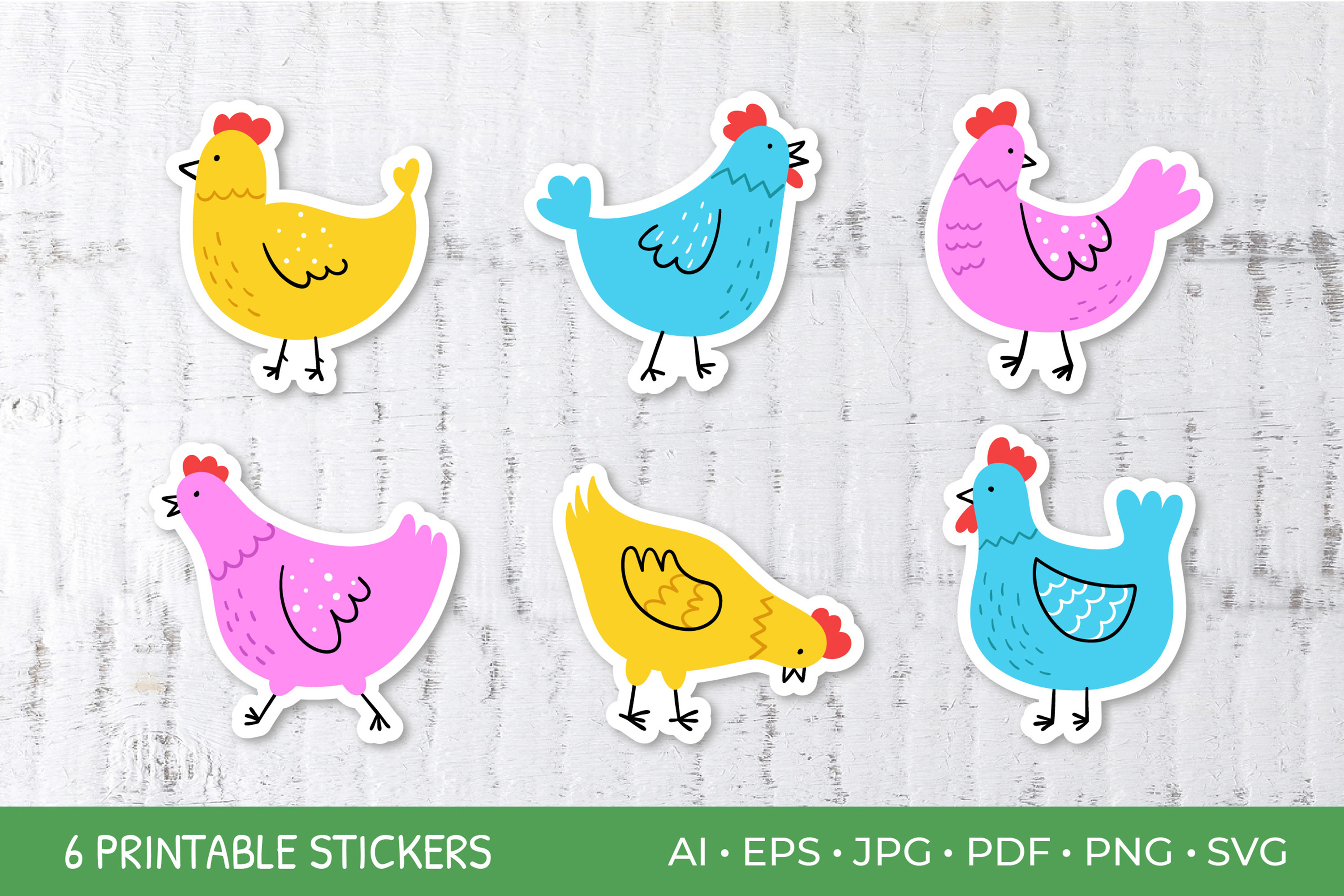 Cute Chicken Stickers, Printable Sticker