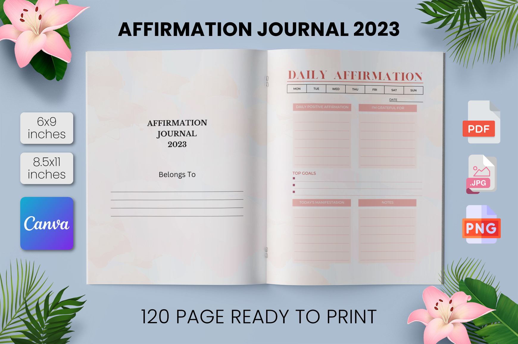 Affirmation Journal 2023 Canva KDP Graphic by munjixpro · Creative Fabrica