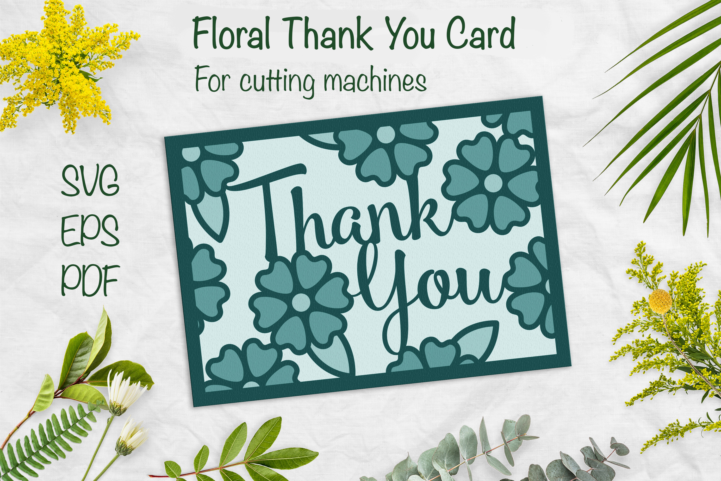 Floral Thank You Layered Card SVG
