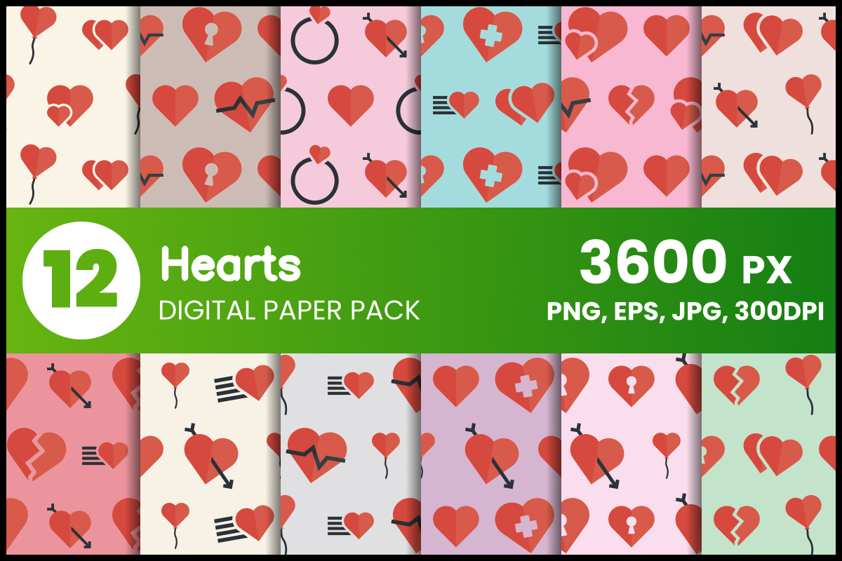Hearts Digital Paper Set Graphic by fromporto · Creative Fabrica