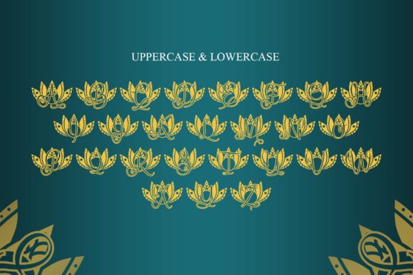Loyal Lotus Mandala Monogram Font PNG with transparent background - Preview 5